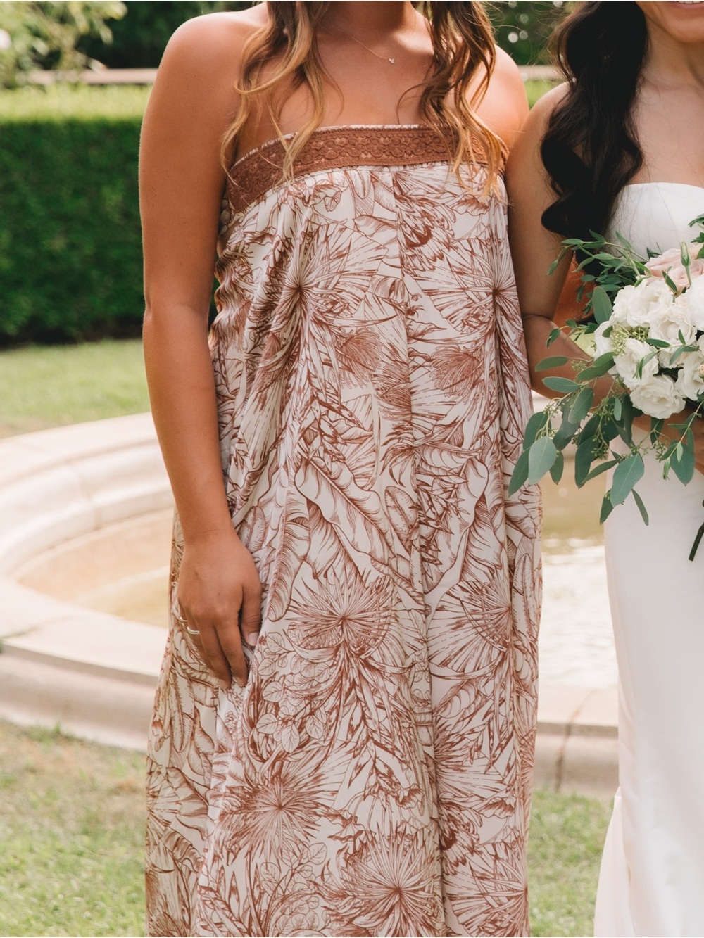 Brown tropical print jumpsuit